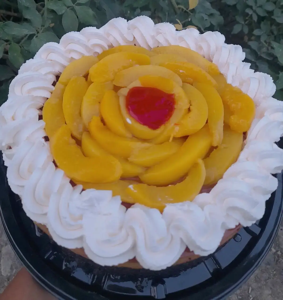 Chocoflan decorado con fruta